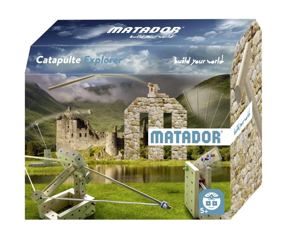 Matador MATADOR 11514 - Catapults, Baukasten Mittelalter, Holz, 56 Teile, K... Konstruktions-Spielset