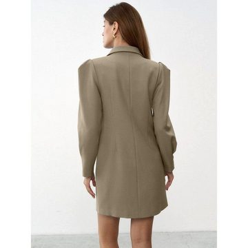 AFAZ New Trading UG Blusenkleid Damen kleid Langarm Hemdkleid Freizeitkleid Anzugrock A-Linien-Rock