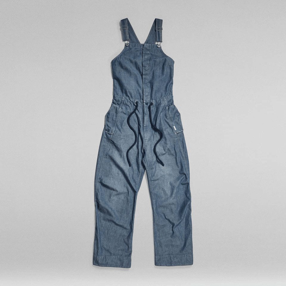 G-STAR Jumpsuit Damen Armellos 3D Bib Overall Antic Faded Aegean Blue Größe: XS (1-tlg) Gerades Bein, 100 % Bio-Baumwolle