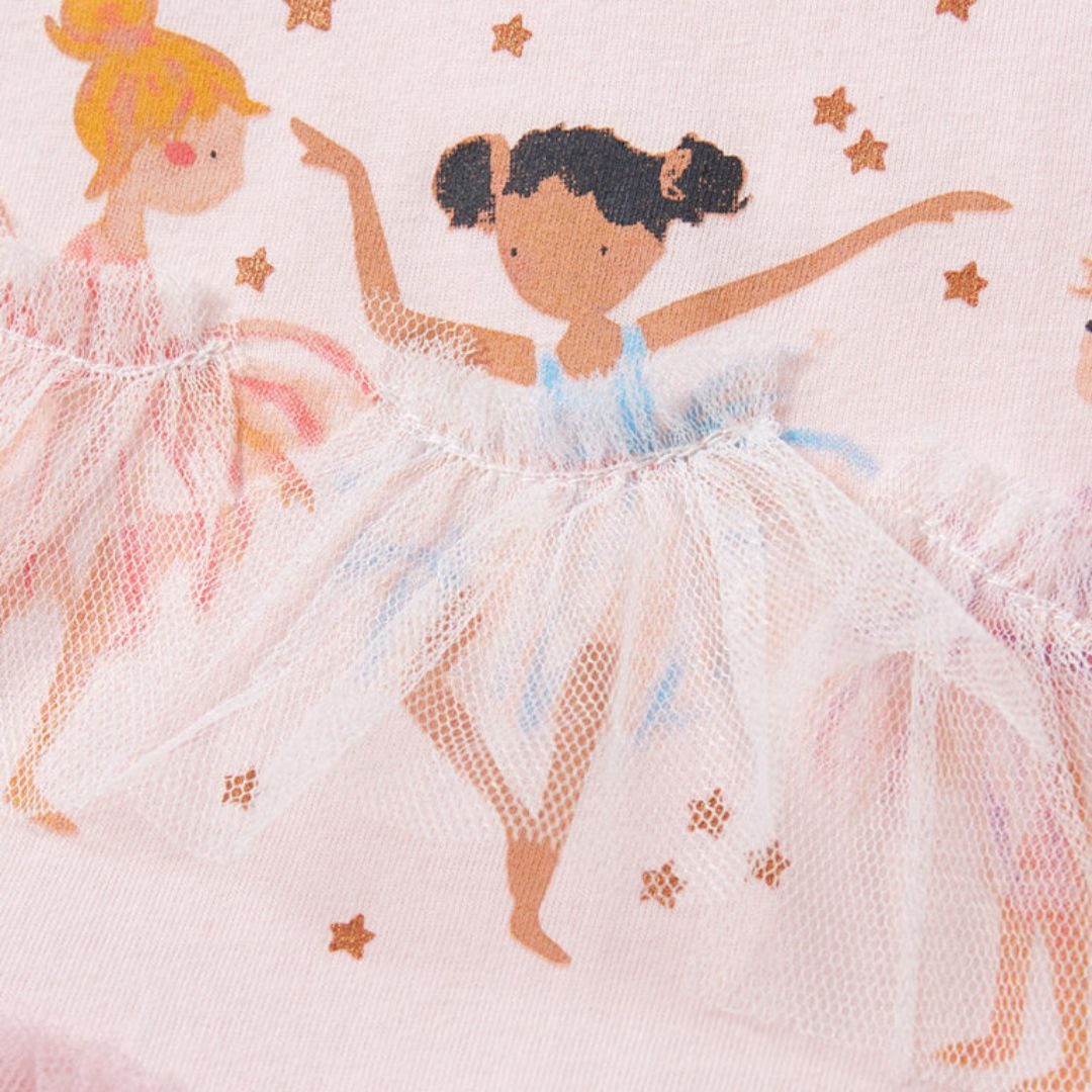 suebidou Midikleid Chiffon Kleid Kurzarm 'Tänzerinnen' Tüllkleid
