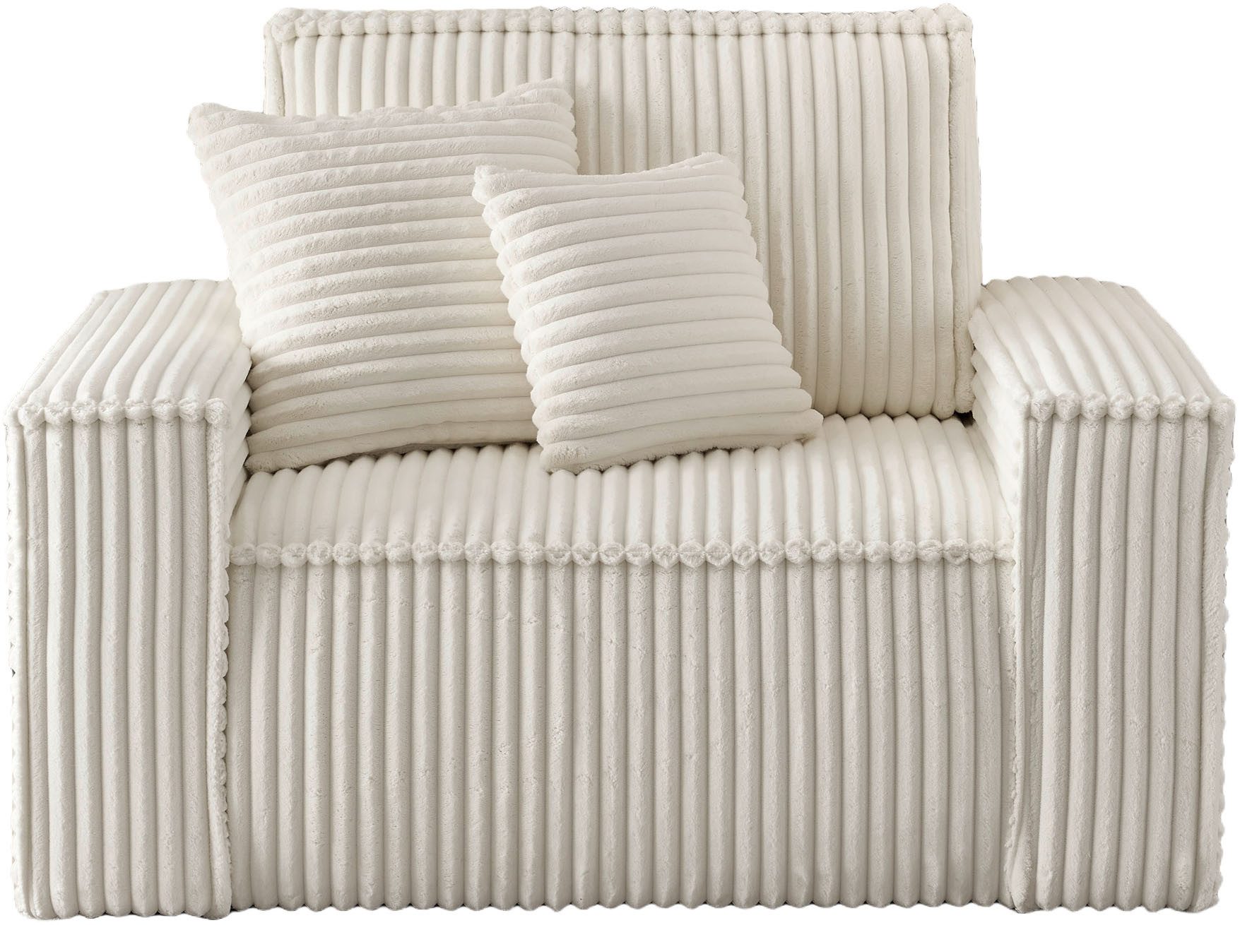 OTTO home Loveseat FINNLEY, XXL-Sessel, Lesesessel, trendige Stoffe, inkl. Zierkissen (1-St), verfügbar in den Stoffqualitäten Bouclé, Struktur fein und Mega Cord