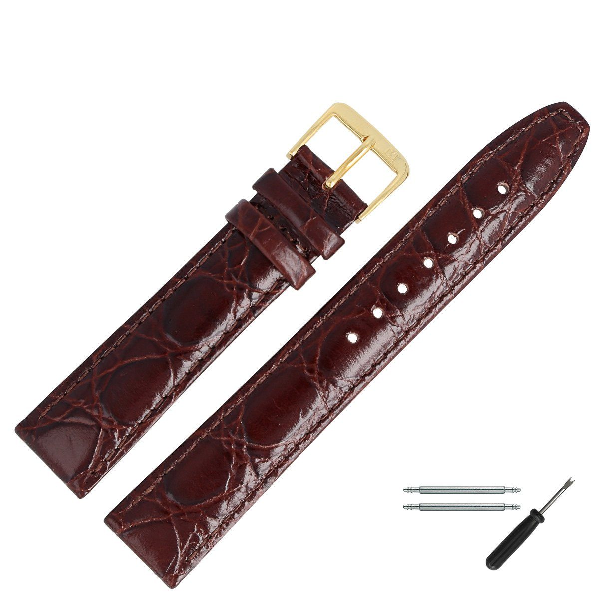 MARBURGER Uhrenarmband 16mm Leder Kroko (Caiman) Prägung