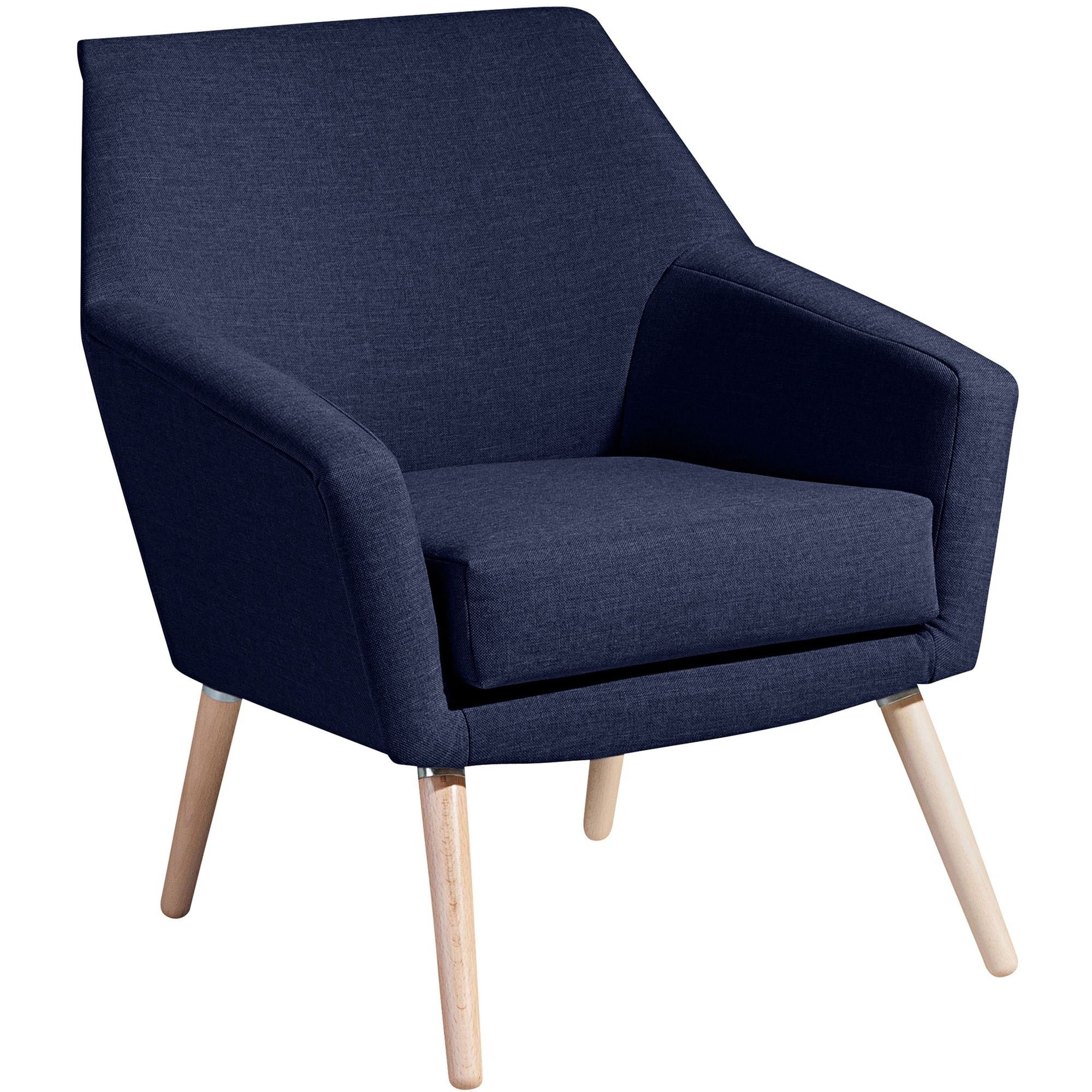 Versand, natur Kachka Sessel Bezug hochwertig Kessel dunkelblau verarbeitet,bequemer 58 Sessel / aufm inkl. (Sparpreis Kostenlosem 1-St), Buche Leinenoptik Sitz Flachgewebe