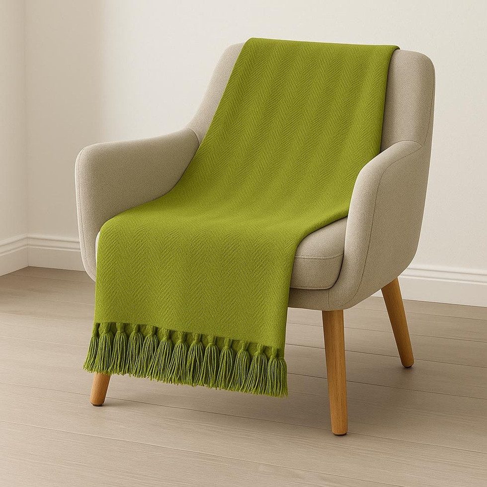 Plaid Plaid Color aus Biobaumwolle 170x210cm in Grün, Sandiik, Made in Stuttgart