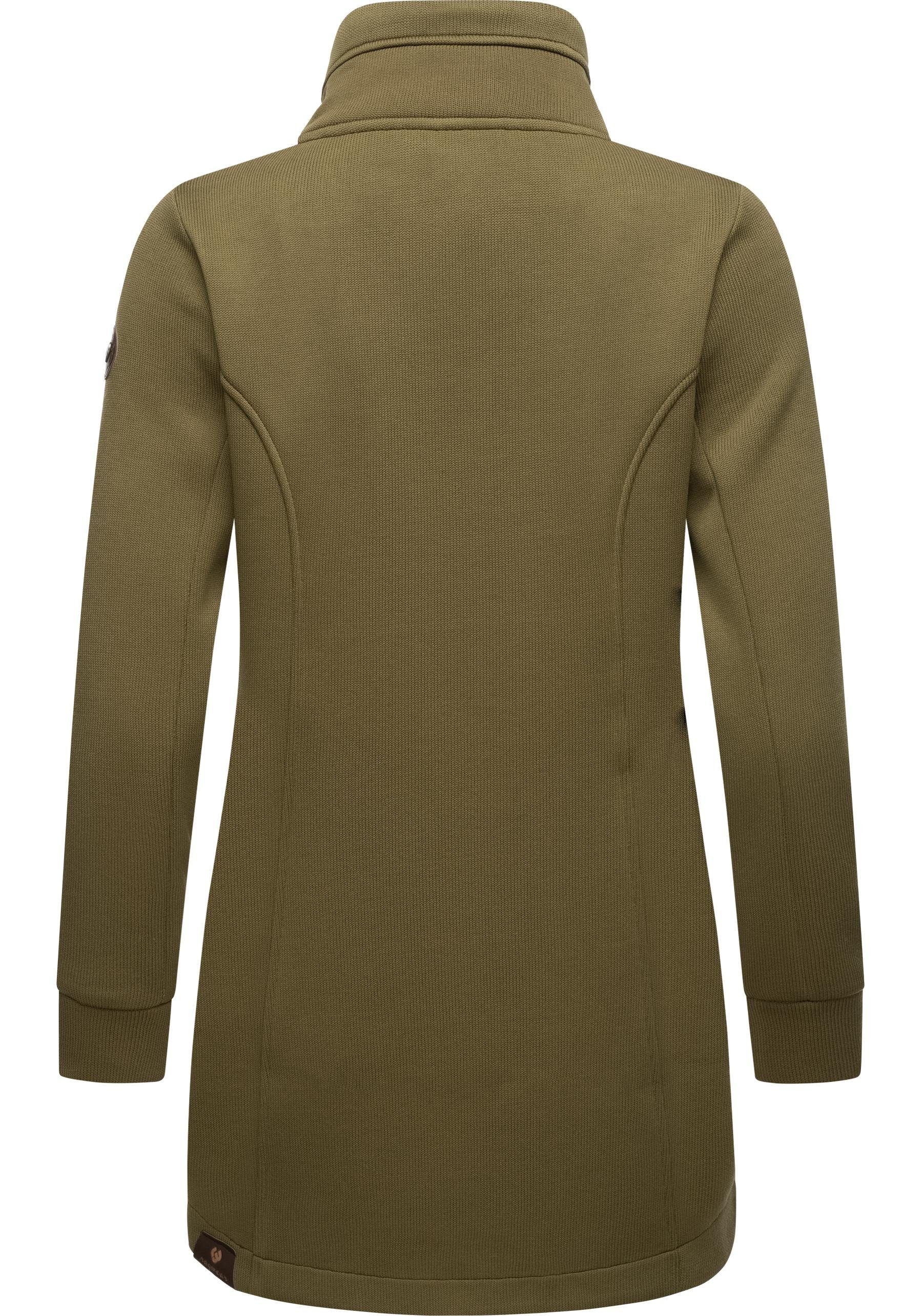 Ragwear Sweatjacke Letrice Bonded Elegante Zip-Jacke mit hohem Kragen in Feinstrickoptik