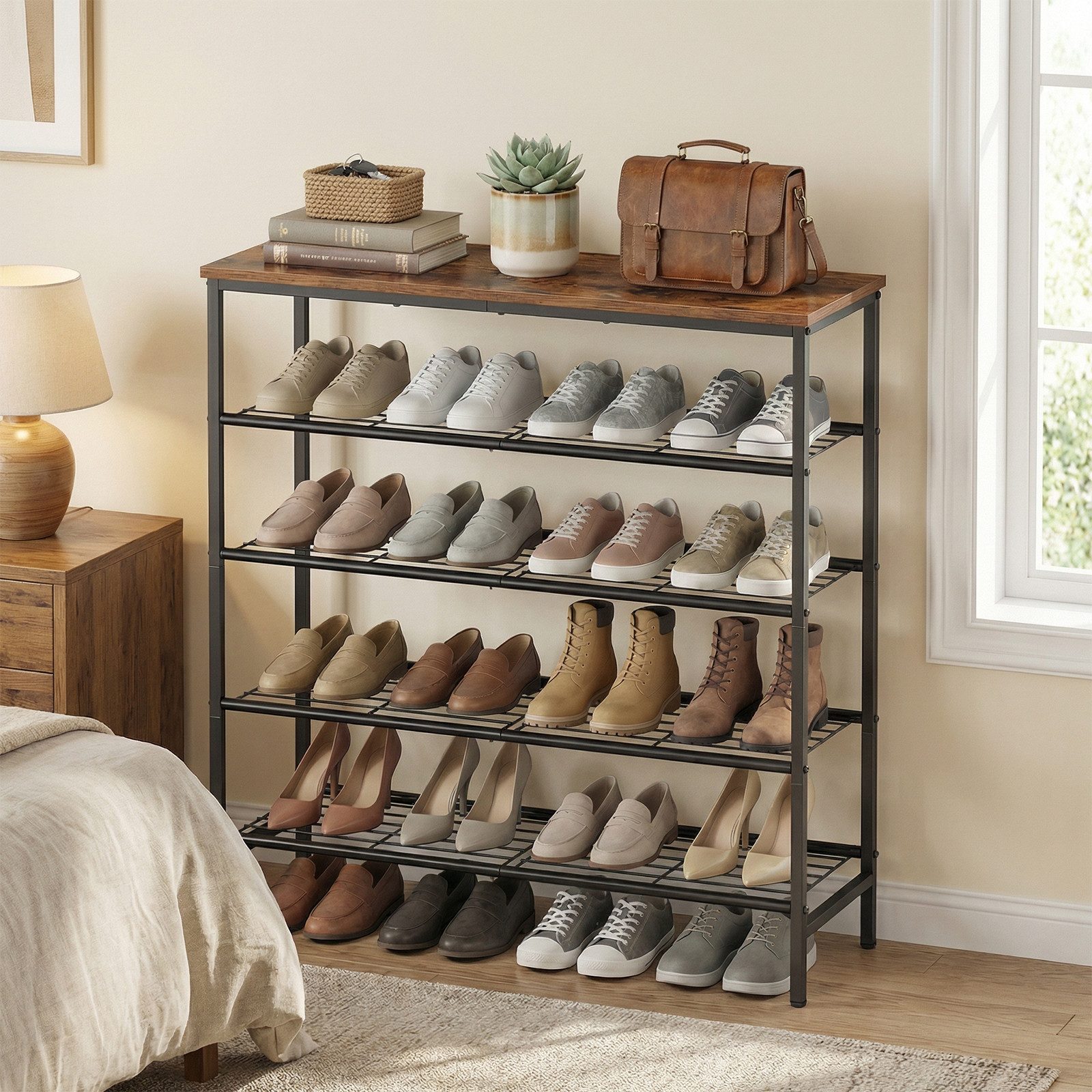 VASAGLE Schuhregal 4/5 Ebenen, für 18-24 Paar Schuhe, 5 Ebenen, 30 x 75 x 87 cm, für 18-24 Paar Schuhe