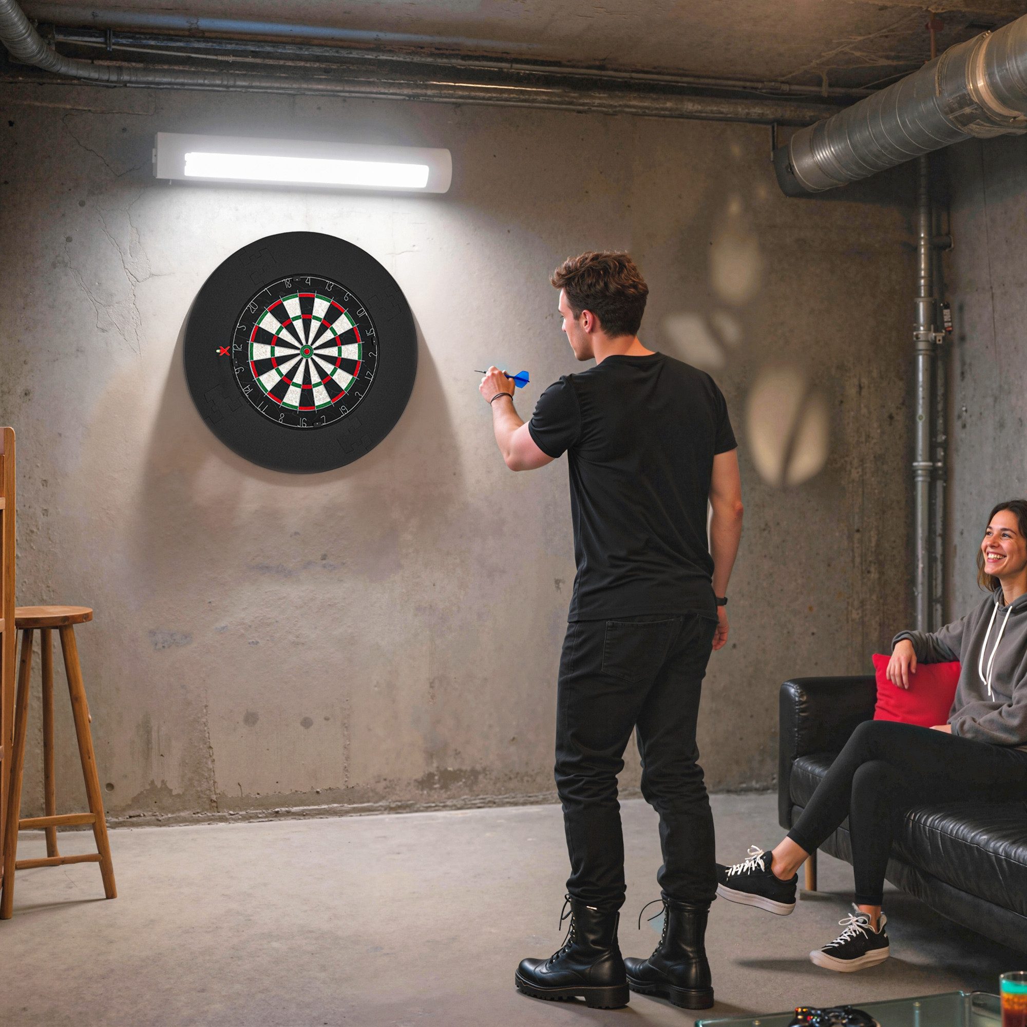 SPORTNOW Zielscheibenauflage mit 6 Dartpfeile, Flights, Dart Surround, Stahlspitze, (45,5 cm Sisal Dartboard, 11-tlg., Dartscheibe), für Erwachsene