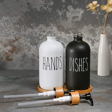 Fivejoy Seifenspender Seifenspender, Glas Seifenspender Set mit Tablett, für Küche und Bad, (1-tlg)