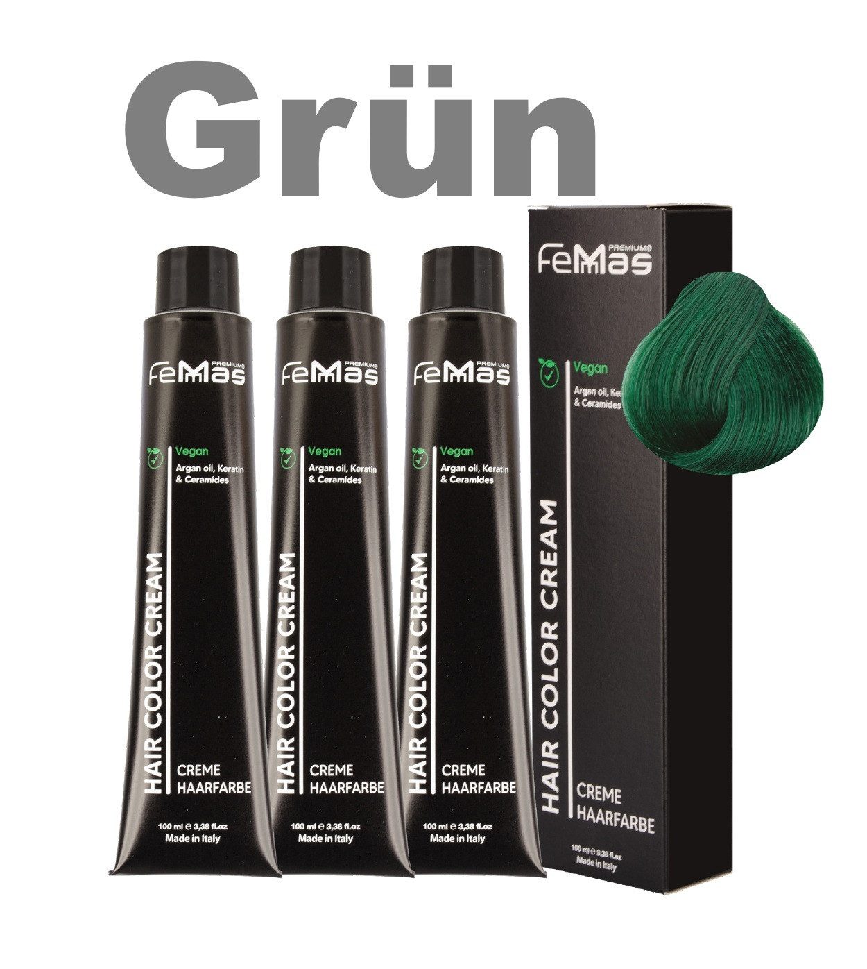 Femmas Premium Haarfarbe FemMas professionelle Haarfarbe mit Arganöl 3 x 100 ml