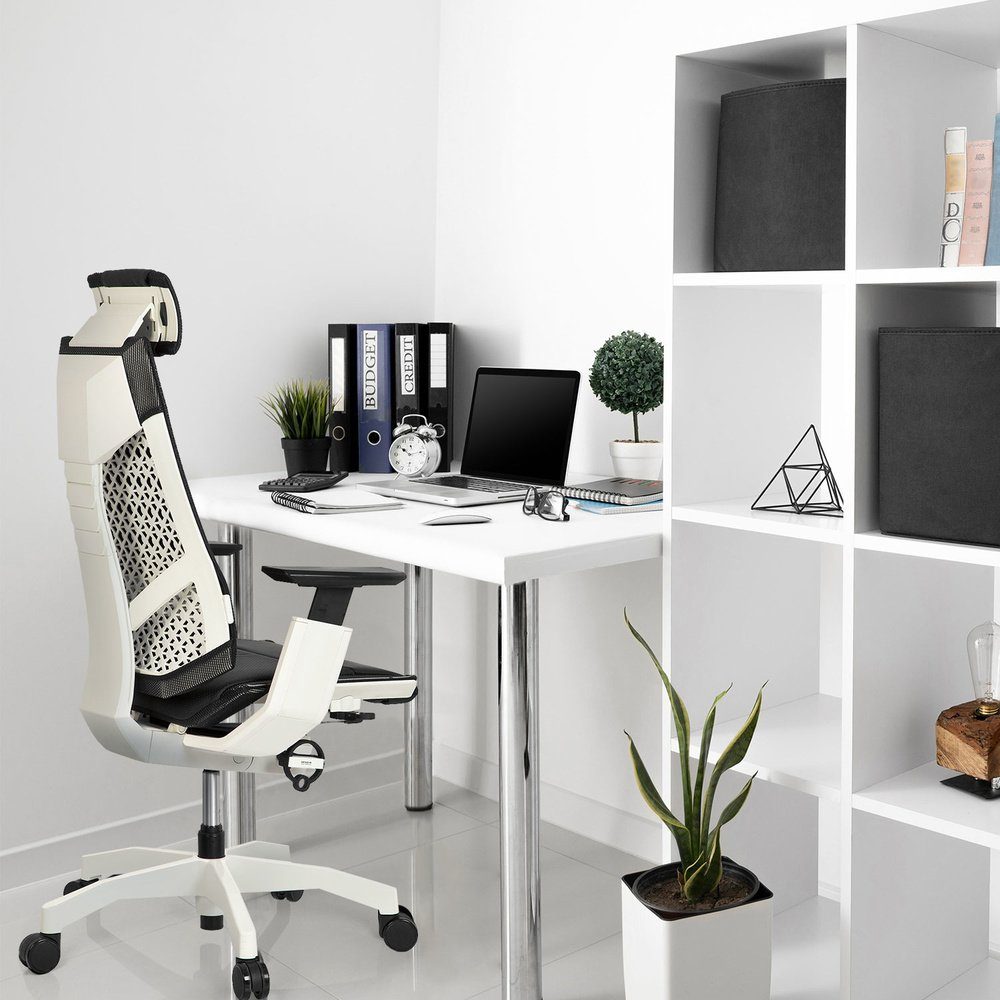 WHITE GENIDIA High Leder End OFFICE hjh St), Schreibtischstuhl Drehstuhl PRO (1 Bürostuhl ergonomisch