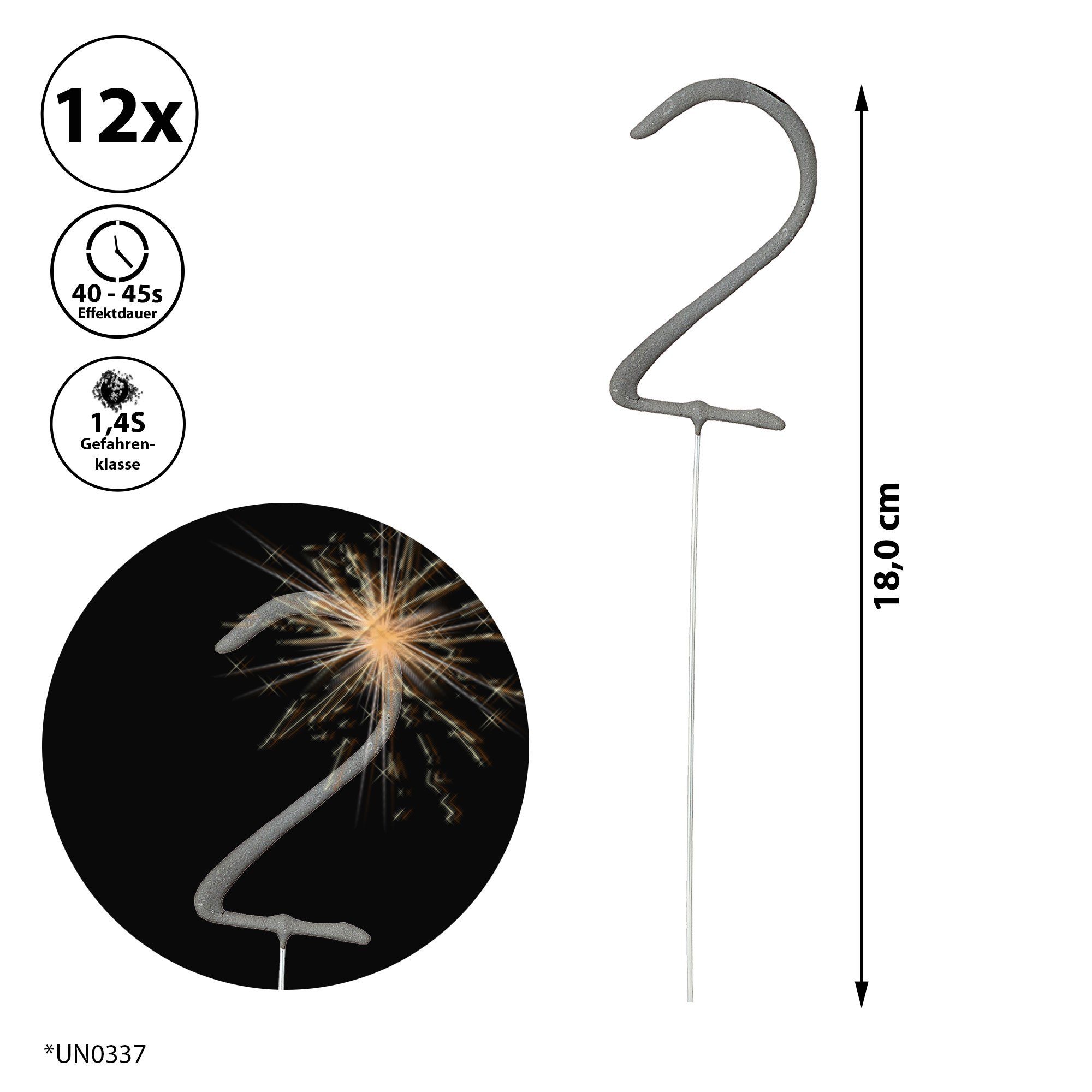 CEPEWA Geburtstagskerze Wunderkerze Zahl Zwei 12er günstig online kaufen