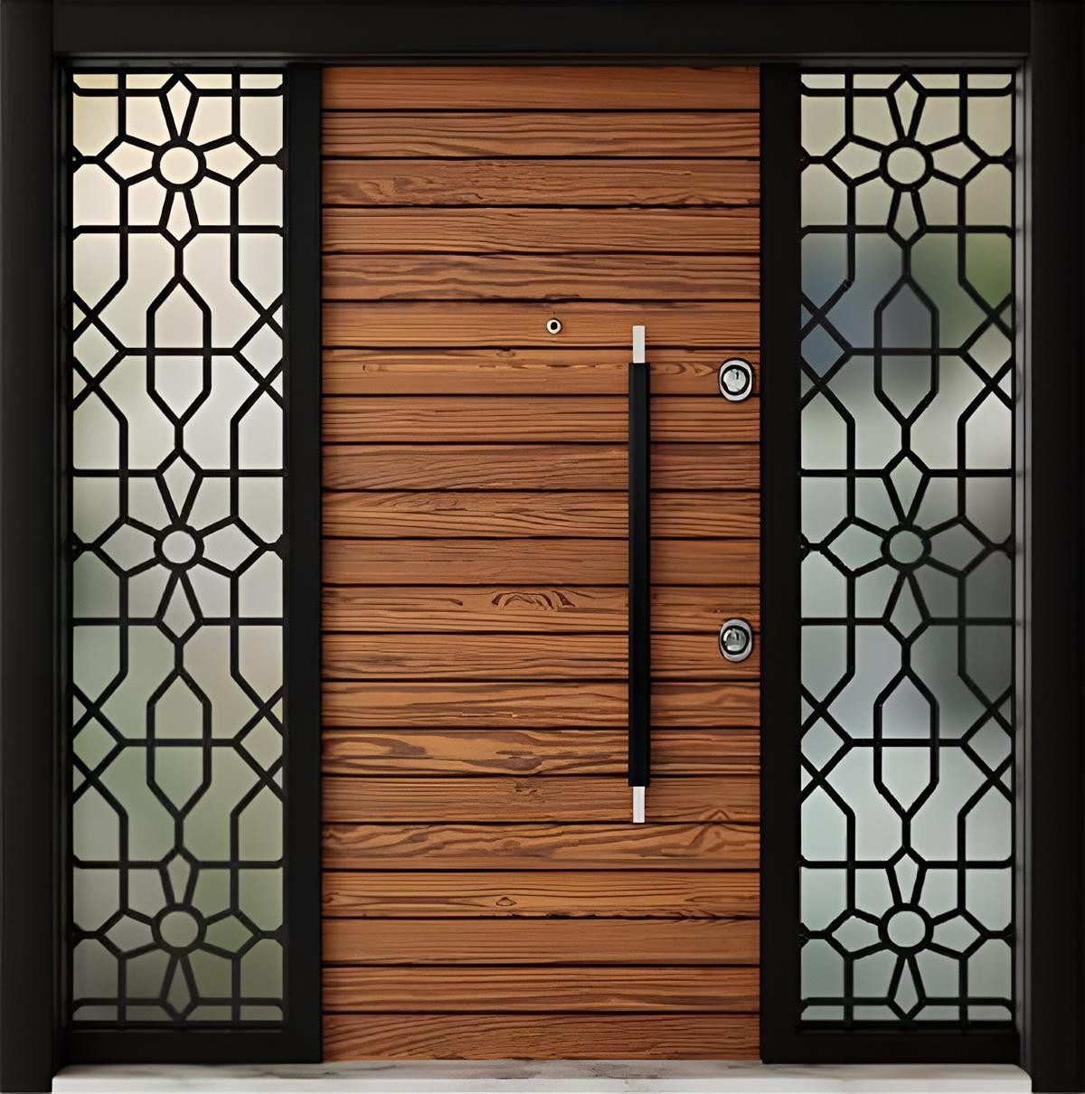 JVmoebel Haustür Braue Eingangstür aus hochwertigem Material mit Sicherheitsfunktion