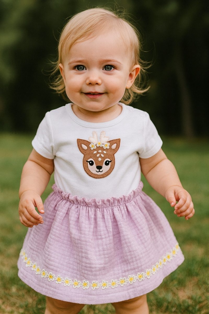 P.Eisenherz Trachtenkleid Baby Body - BAMBI - weiß/flieder