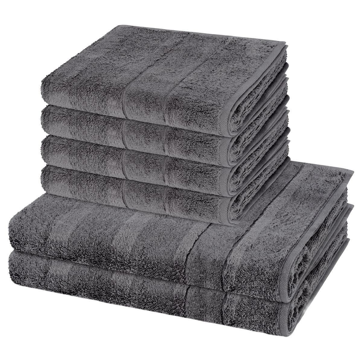 Cawö Handtuch Set Noblesse, Walkfrottee (Spar-Set, 6-St), 4 X Handtuch 2 X Duschtuch im Set - Baumwolle - Saugstark