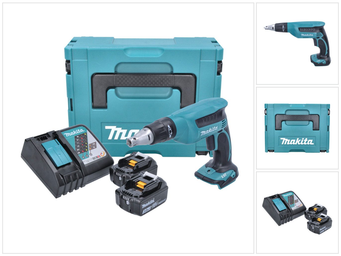 Makita Akku-Trockenbauschrauber DFS 451 RFJ Akku Schnellbauschrauber 18 V 4000 U/min + 2x Akku 3,0 Ah