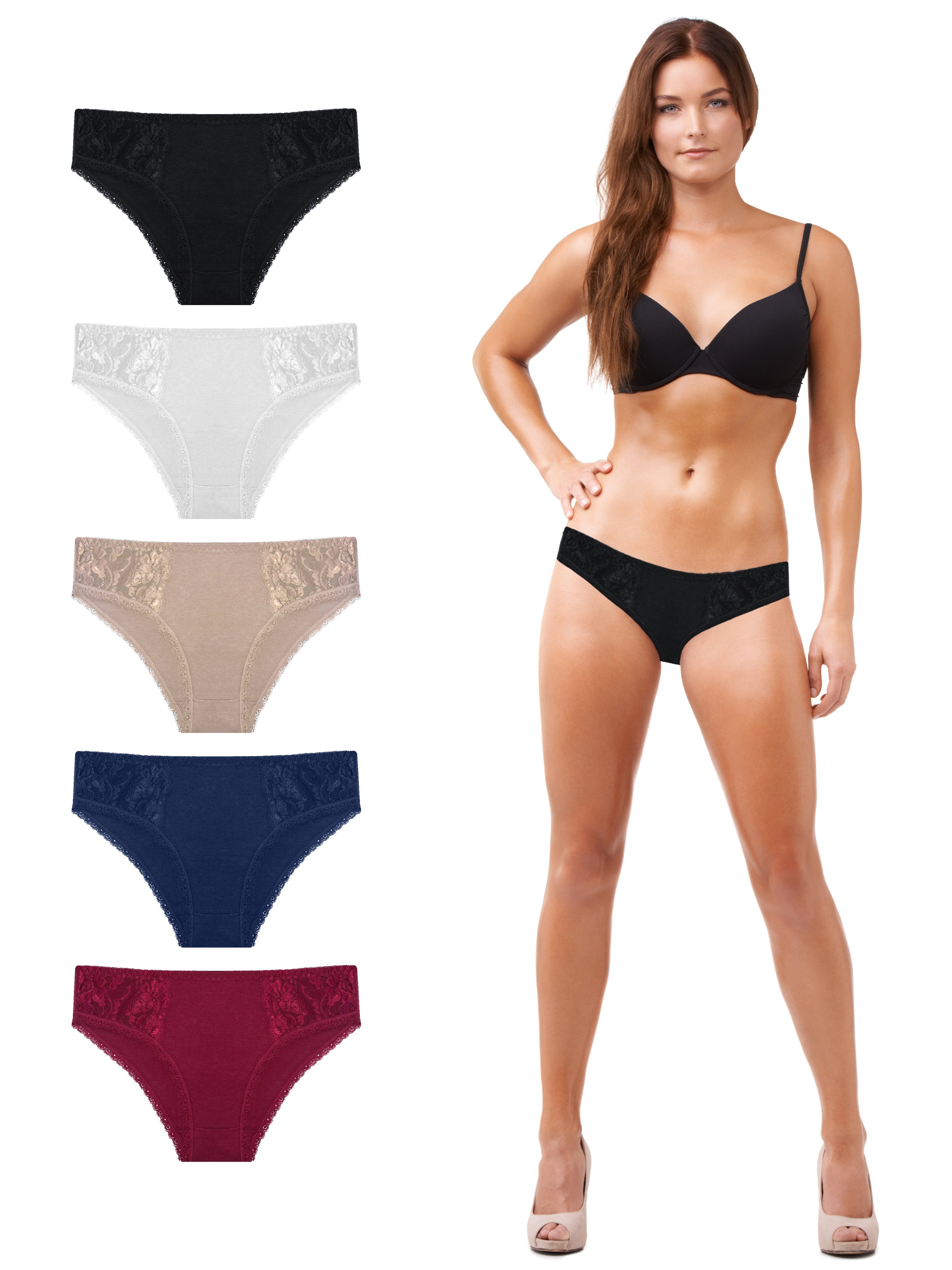 TEXEMP Minislip 5er Pack Damen Mini Slip Bio Baumwolle Unterwäsche Unterhose Spitze (5-St., 5er-Pack) Hautfreundlicher Stoff