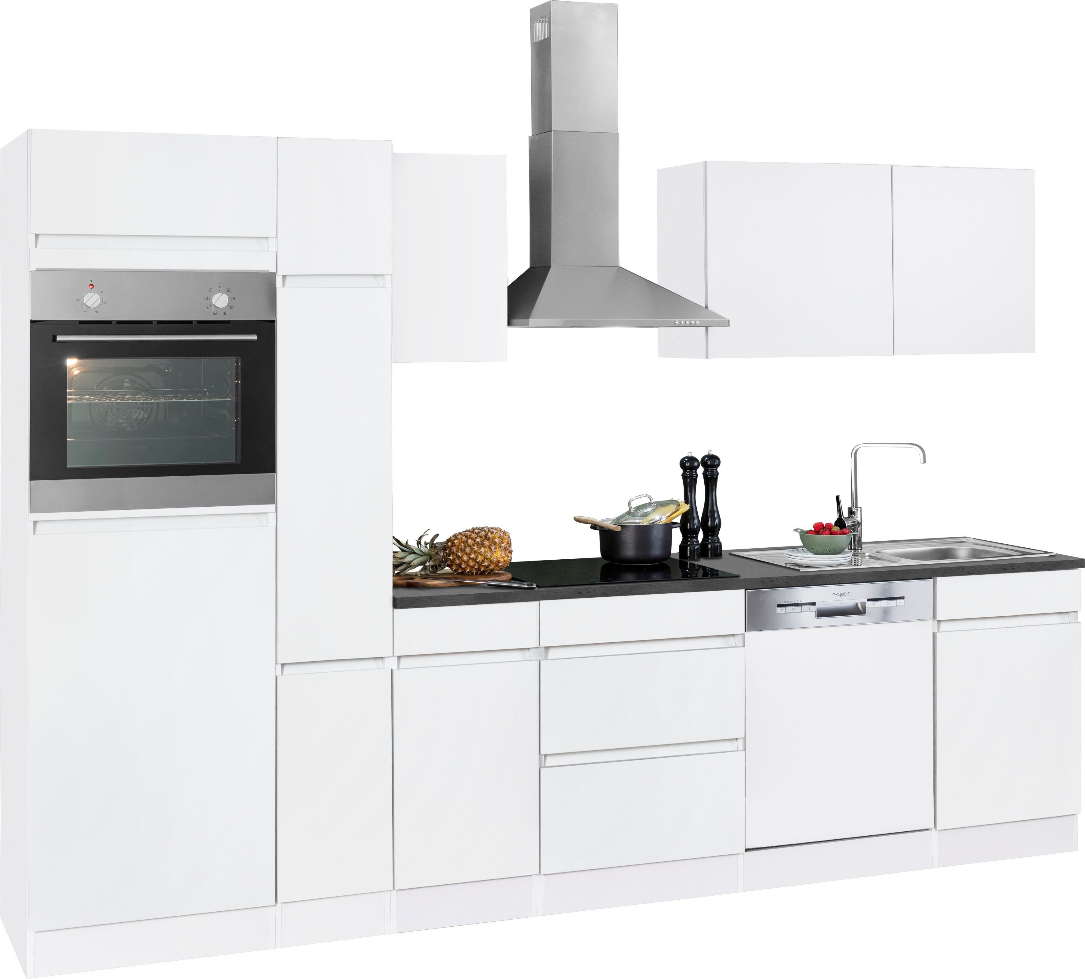 OPTIFIT Küchenzeile Roth, ohne E-Geräte, Breite 300 cm, Oberschränke mit  Push-to-open-Funktion