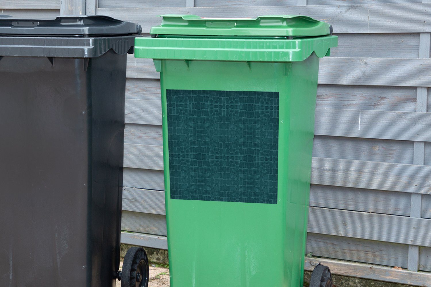 Wandsticker Leder MuchoWow St), - Mülltonne, Abfalbehälter (1 Container, Mülleimer-aufkleber, Sticker, Tierhaut Textur -