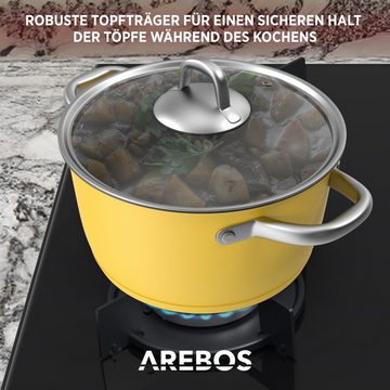 Arebos Gas-Kochfeld Gasherd AR-HE-GH63, Geeignet für Erdgas oder Propangas, Gasherd, Gaskocher