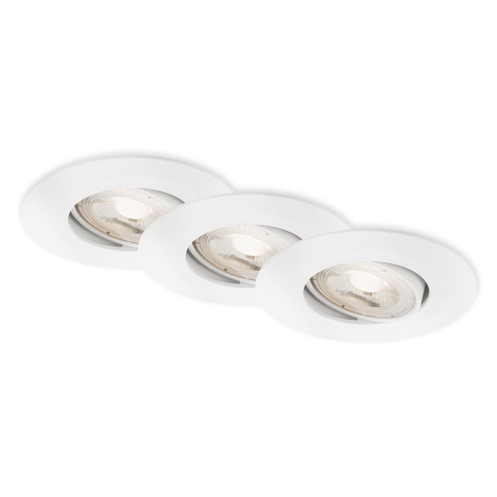Briloner Leuchten LED Einbaustrahler 7602036, Dimmfunktion, LED fest integriert, 2700K - Extra-Warmweiß, 3er Set, 3000 K, schwarz, IP65, 9 cm
