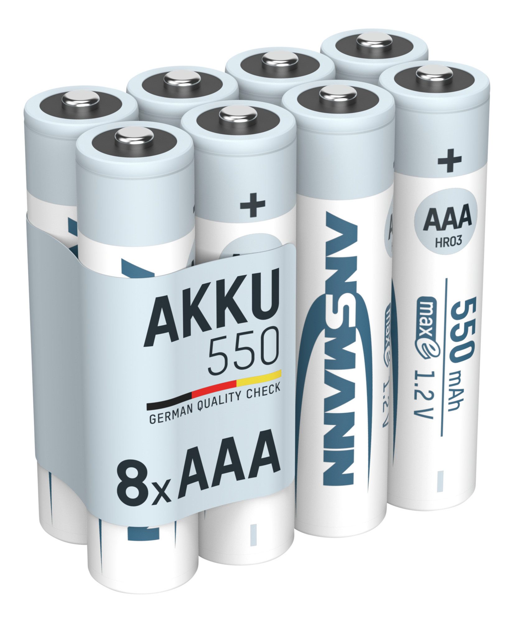 ANSMANN AG Akku AAA 550mAh Micro NiMH 1,2V – 1000x wiederaufladbar (8 Stück) Akku 550 mAh (1.2 V)
