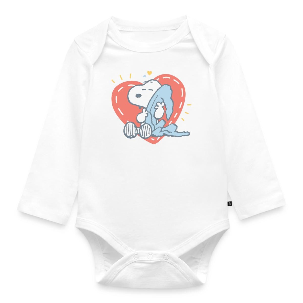 Spreadshirt Langarmbody Peanuts Snoopy Müde Herz Kuscheln Tages Baby Body Langarm (1-tlg)