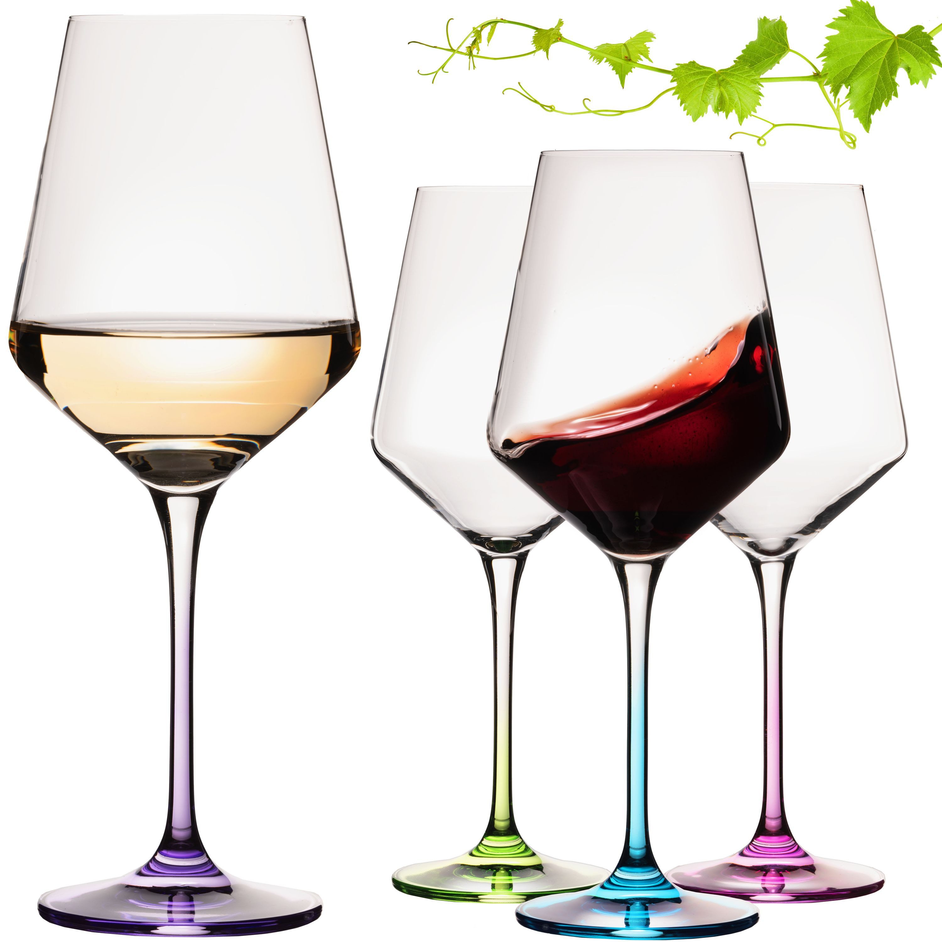 IMPERIAL glass Weinglas Weingläser bunt 450ml "Athen" Set 4-Teilig, Crystalline Glas, Universalweingläser aus Crystalline Glas Weißweinglas Rotweinglas