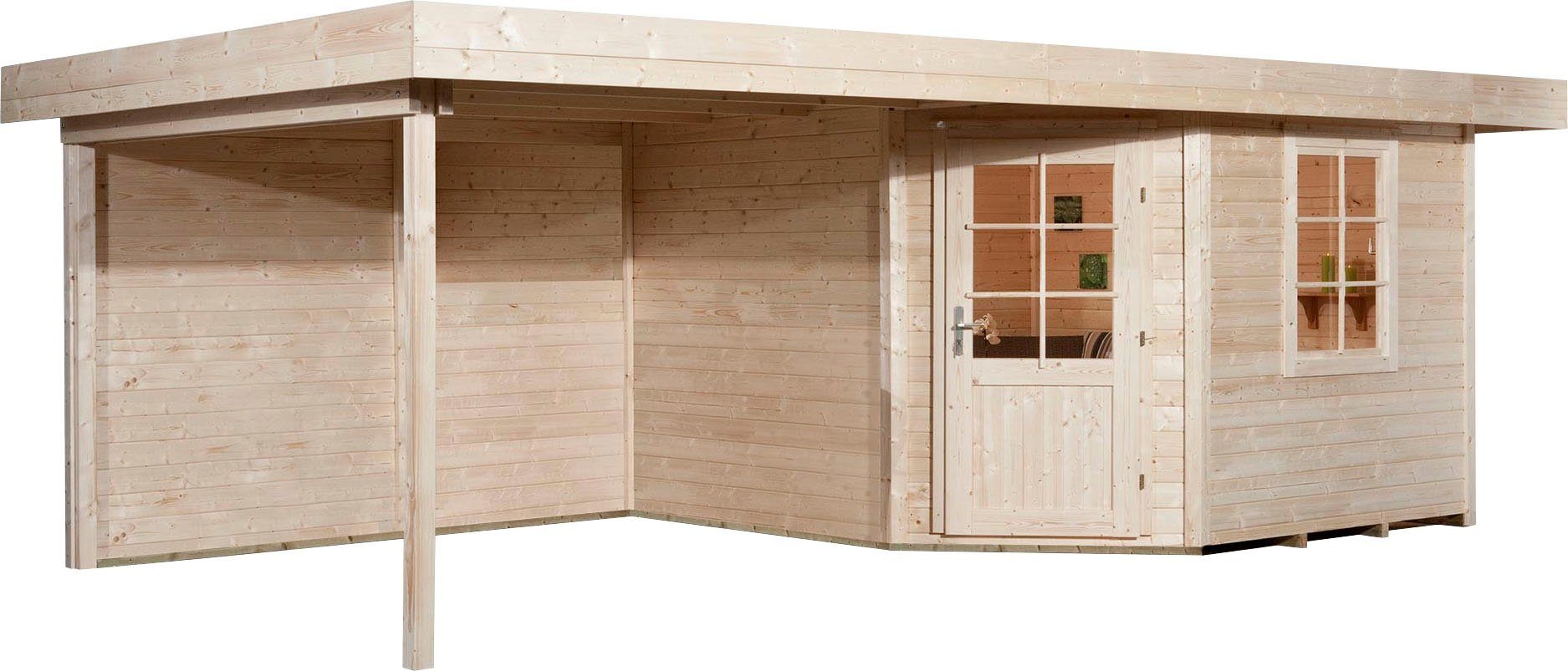 weka Gartenhaus Designhaus 213 Plus, BxT: 585x279 cm, (Set), mit Anbaudach  und Rückwand, Komfort Designhaus, mehr Raumvolumen