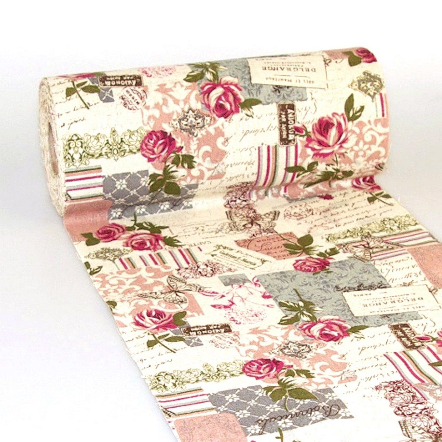 Deko AS Bastelnaturmaterial Tischläufer Shabby Chic "Vintage-Postcard" - 280mm - 15m - 73-280-15-