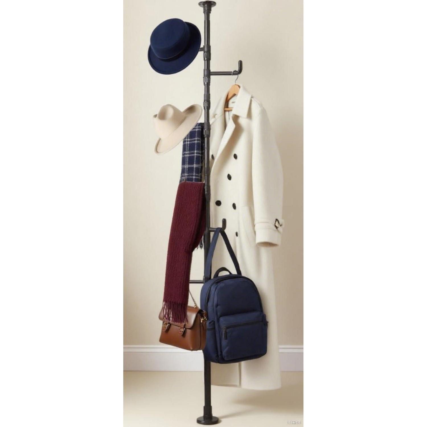 LuxusKollektion Garderobenstange Garderobenständer ausziehbar 110-310cm 6 Haken Schwarz, (1 St)