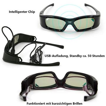 GelldG 3D-Brille 3D Brille, 3D Brille wiederaufladbar, geeignet für DLP-LINK