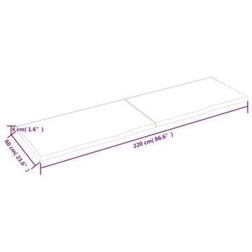 furnicato Wandregal Hellbraun 220x60x(2-4) cm Massivholz Eiche Behandelt