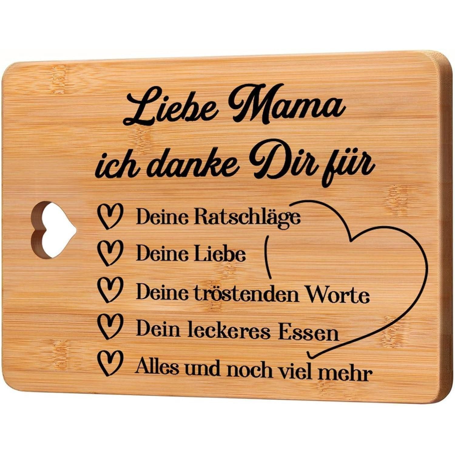 LuxusKollektion Schneidebrett Schneidebrett Bambus Muttertagsgeschenk Geburtstag Mama, Naturmaterialien, (1-St)