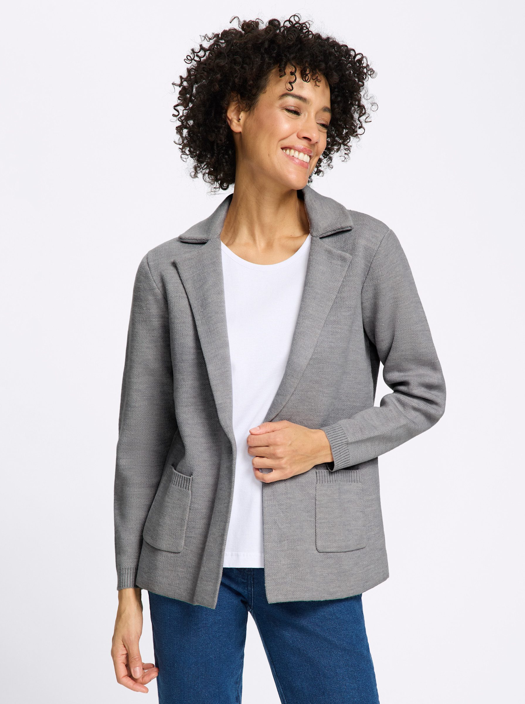 Strickjacke Strickblazer Langarm Jacquard