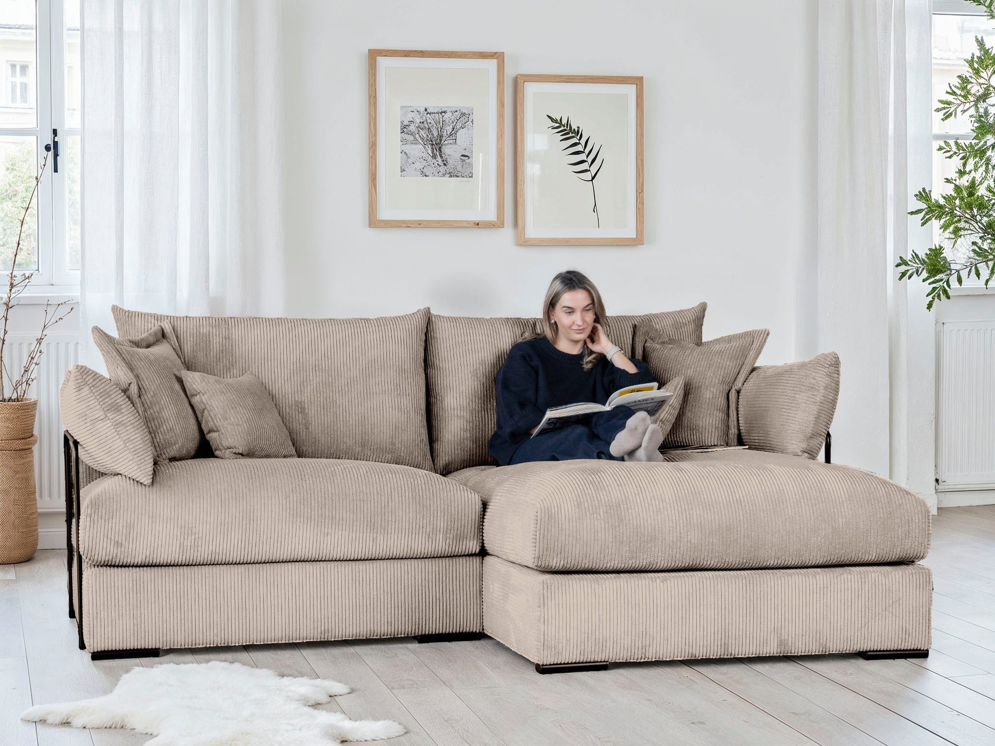 Home affaire Ecksofa Casa XL L-Form, Breite 190 cm, Mega-Sofa, Cord oder Chenille-Struktur wählbar, mit Federkern!