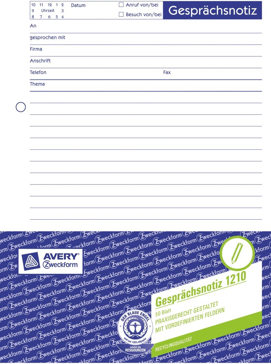Formularblock Gesprächsnotizen A5 RC VE=50 Blatt