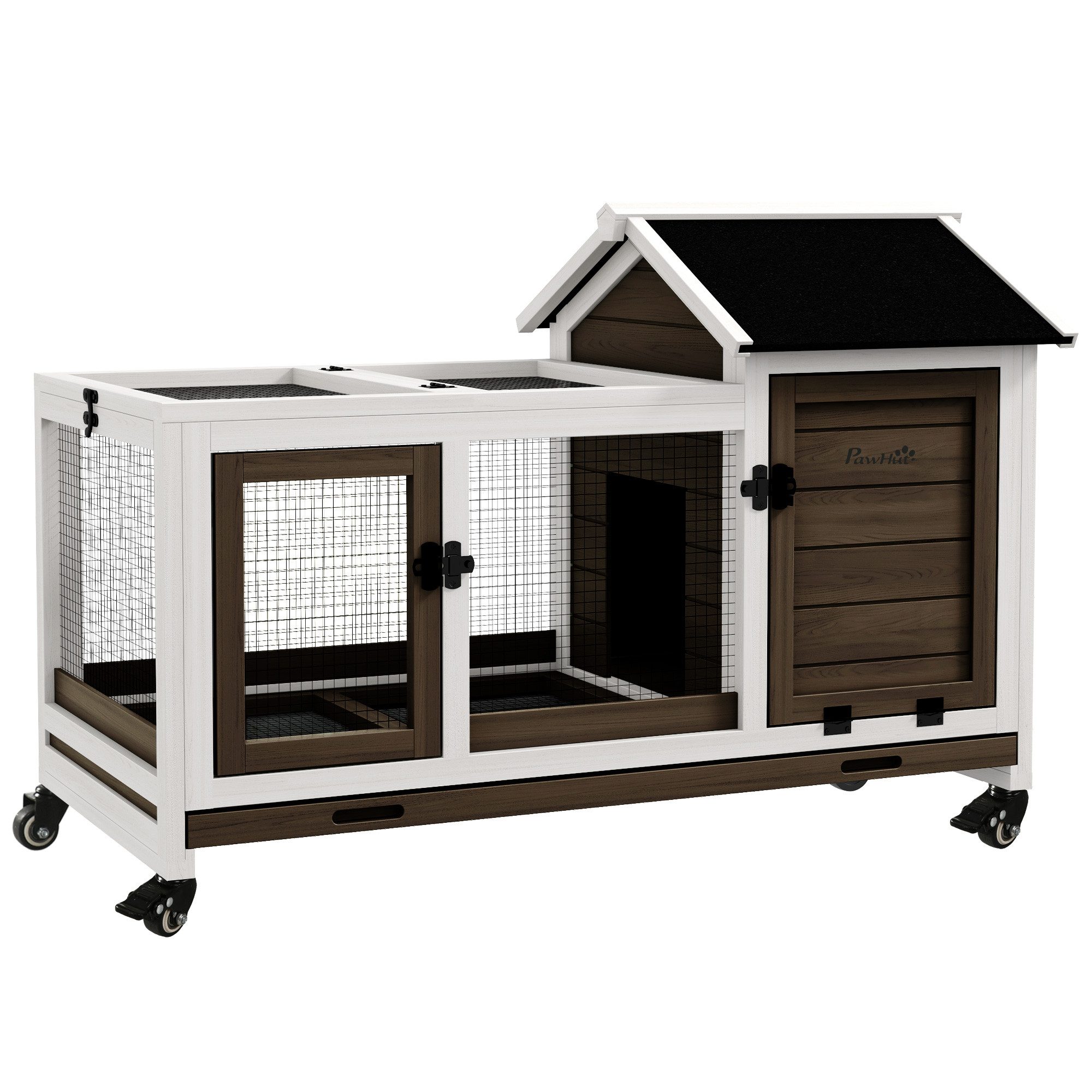 PawHut Kleintierstall Zwergkaninchenstall aus Holz mit Freilaufgehege, Räde günstig online kaufen