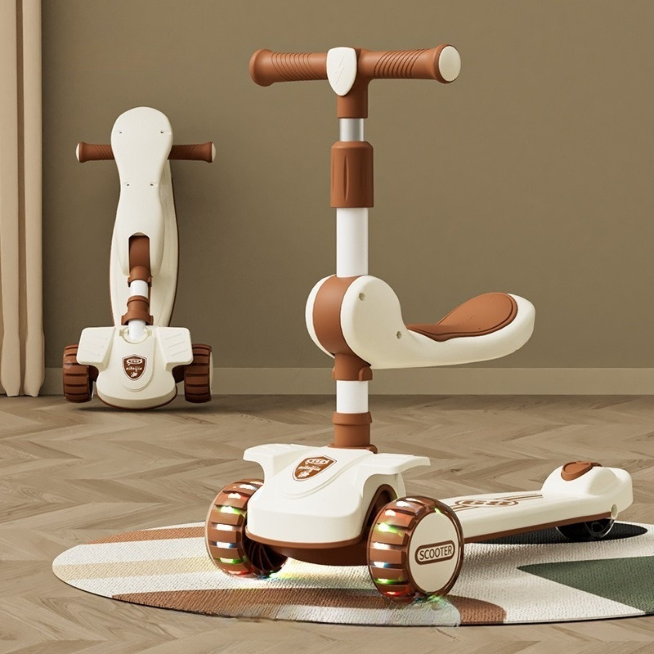 Dreiradscooter Kinderscooter mit LED Räder, Laufrad, Tretroller