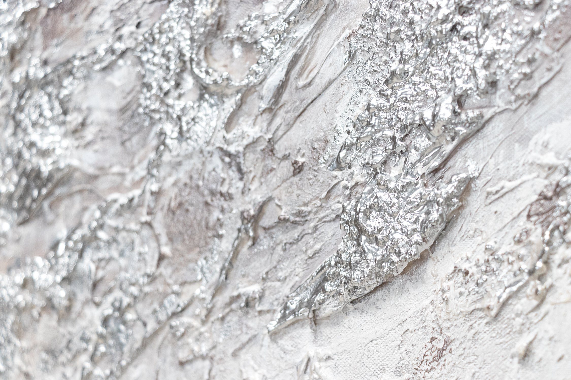 Helles Leinwand mit mit Rahmen Handgemalt YS-Art Gemälde Silber licht, Struktur Abstrakt Bild