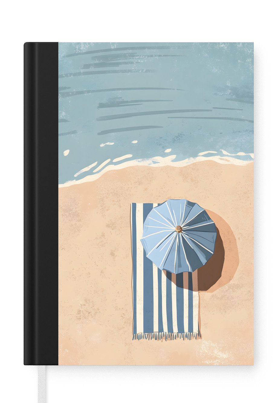 MuchoWow Notizbuch Strandtuch - Streifen - Sonnenschirm - Strand, Notebook, Notizblock a5, Tagebuch, Journal Liniert