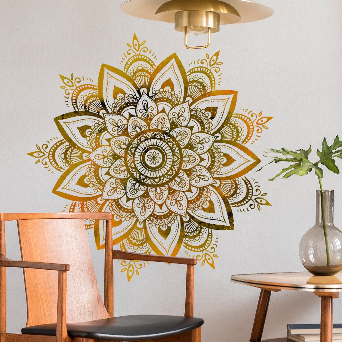 MOPUEA Wandtattoo Dekorative Wandaufkleber, Blumen Fenster Wandsticker Pflanzen/Sterne (Gold Wandtattoo Wanddeko für Kinderzimmer Schlafzimmer Wohnzimmer), 3D-Wandtattoo, Groß Wandsticker Wandbild Flur Yoga Wanddeko