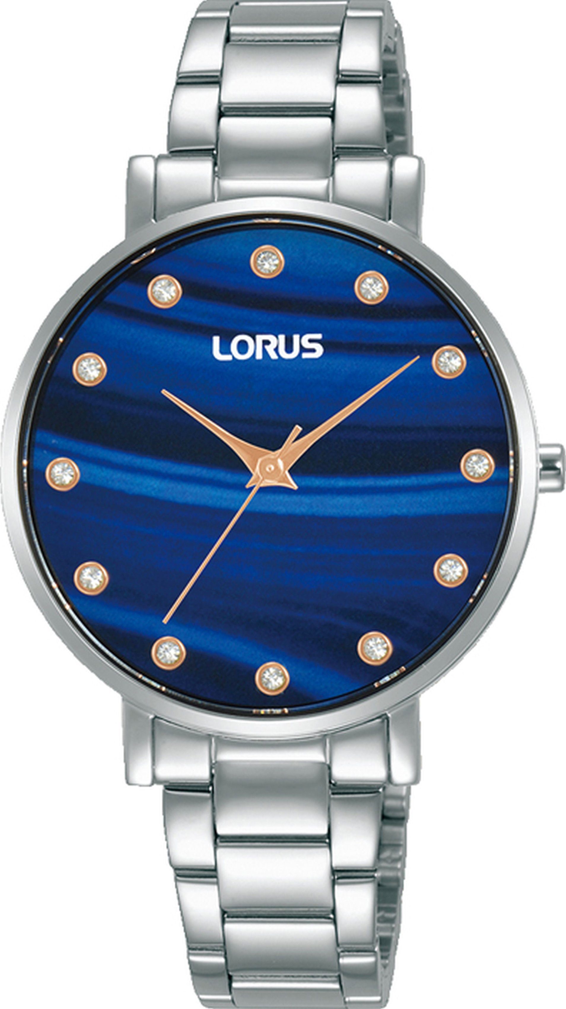 LORUS Quarzuhr RG227VX9, Armbanduhr, Damenuhr, Kristallsteine, Glitzer