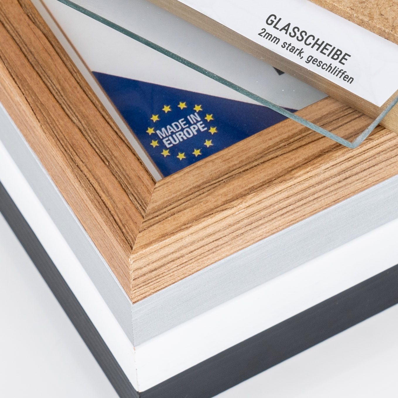 Levandeo® Bilderrahmen, Bilderrahmen Echtholz Made in EU 10x15 Weiß Glasscheibe Fotorahmen