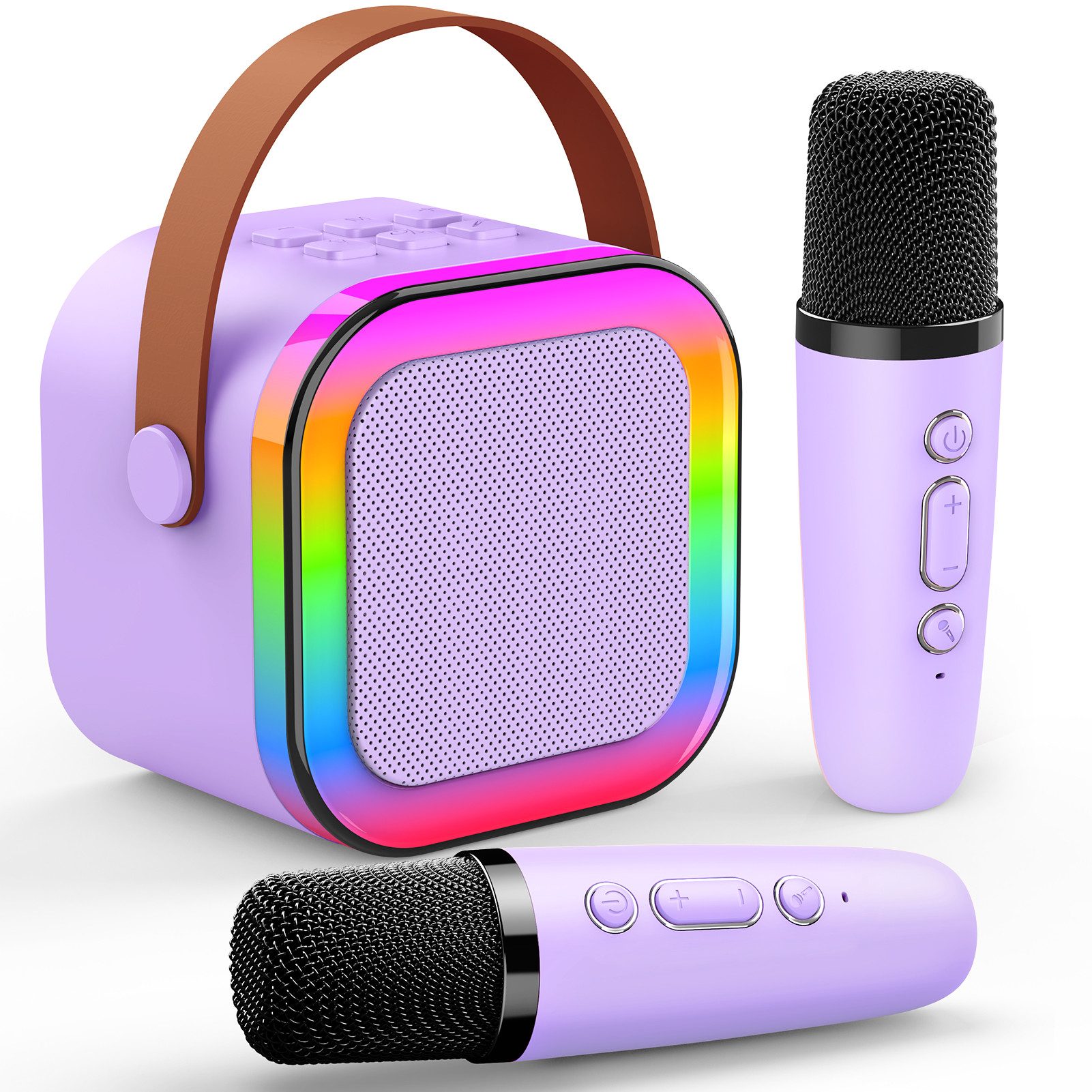 Wootoy Kinder Karaoke Set mit 2 Bluetooth Mikrofonen Tragbarer Lautsprecher Karaoke-Maschine (360° HD-Stereoklang und 5 Stimmeffekte)