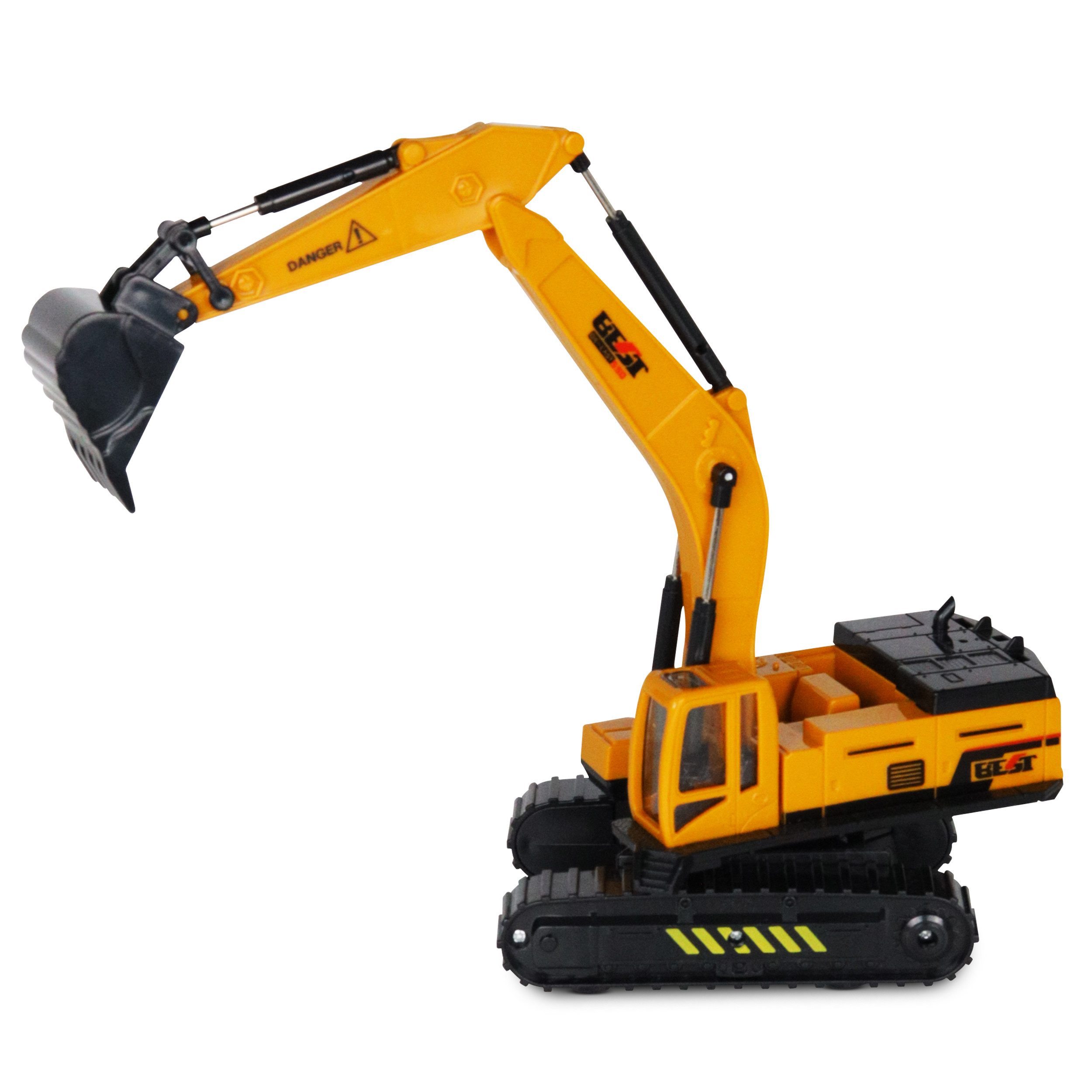 Oramics Spielzeug-Kran Spielzeug-Kran Raupenkran Baustellenfahrzeug Kran mit 3-Arm-Greifer, (Kinderkran mit vielen beweglichen Teilen in handlicher Größe, 1-tlg., Spielzeugkran mit Rückzugfunktion und Drehmechanismus), mechanisch, OHNE Batterien und Akkus, robust, hochwertig