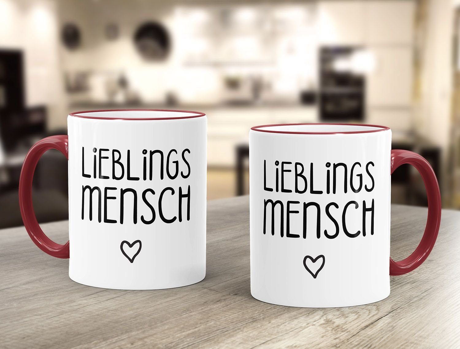 MoonWorks Freundschaft Lieblingsmensch Tasse Liebe Keramik Geschenk-Tasse Freundin Partner bordeauxrot Kaffee-Tasse MoonWorks®,