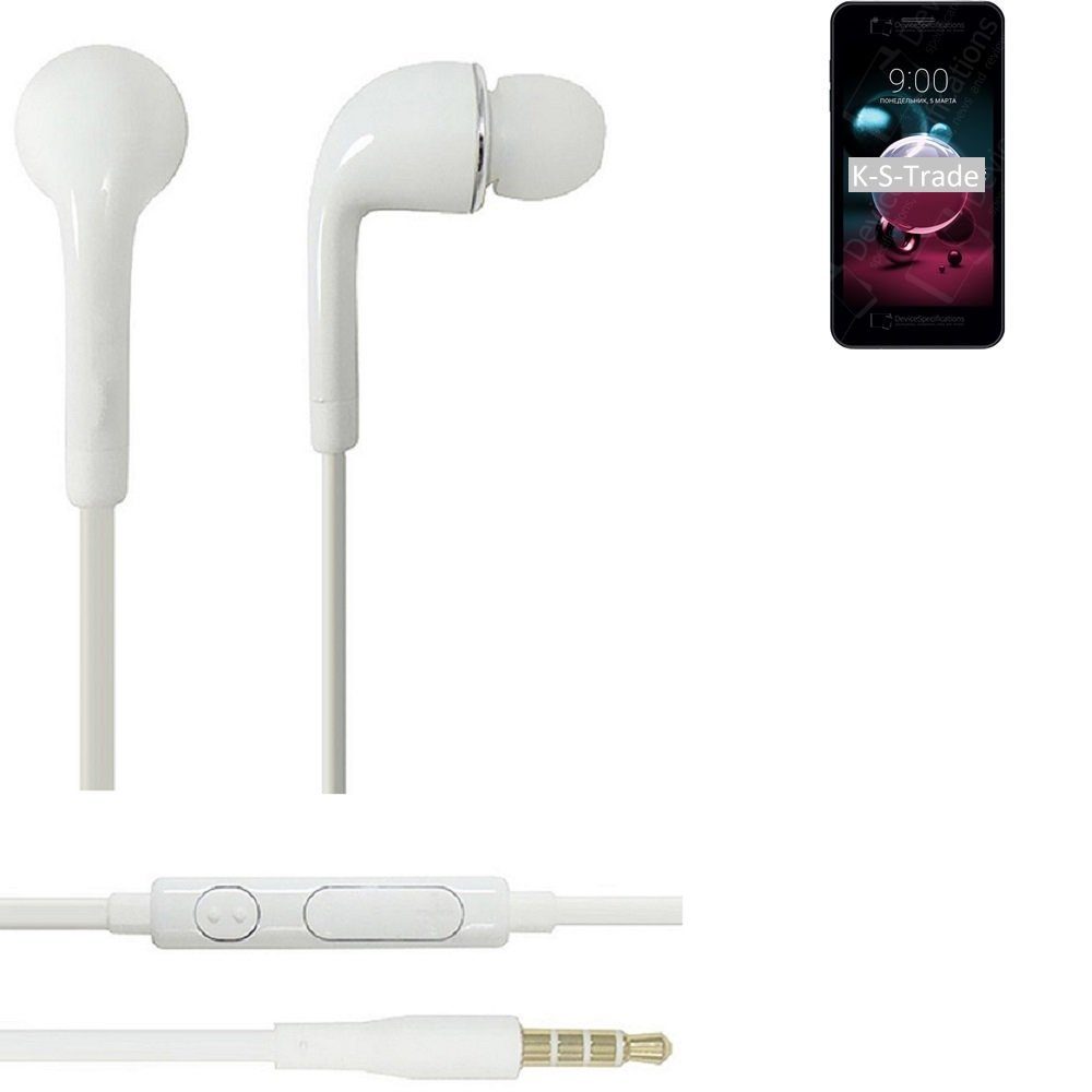 K-S-Trade für LG Electronics K9 In-Ear-Kopfhörer (Kopfhörer Headset mit Mikrofon u Lautstärkeregler weiß 3,5mm)