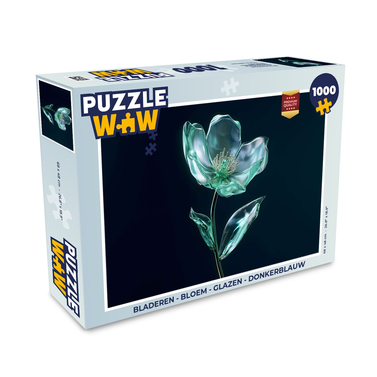 Puzzle Blätter - Blume - Gläser - Dunkelblau