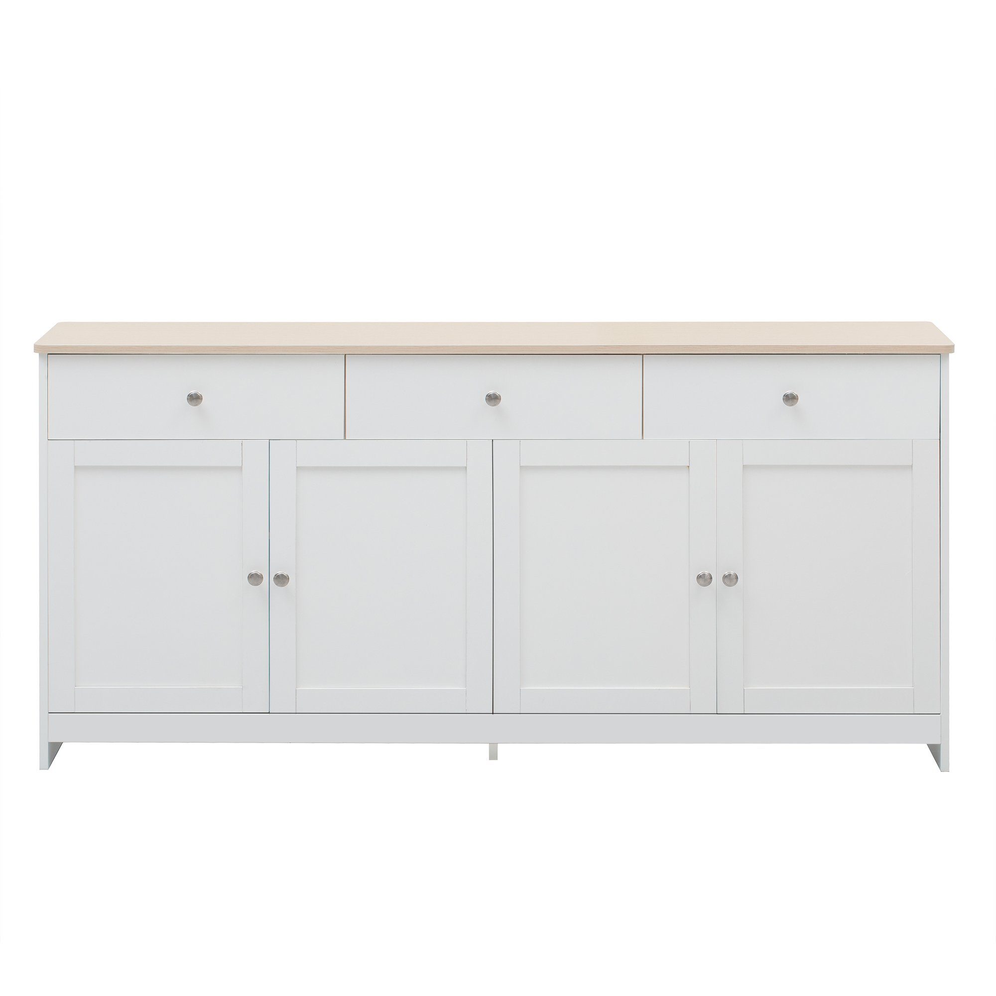 Merax Kommode Aufbewahrungsschrank mit drei Schubladen und vier Klappen, Sideboard im Landhausstil,Anrichte,Wohnzimmerschrank,B:160cm
