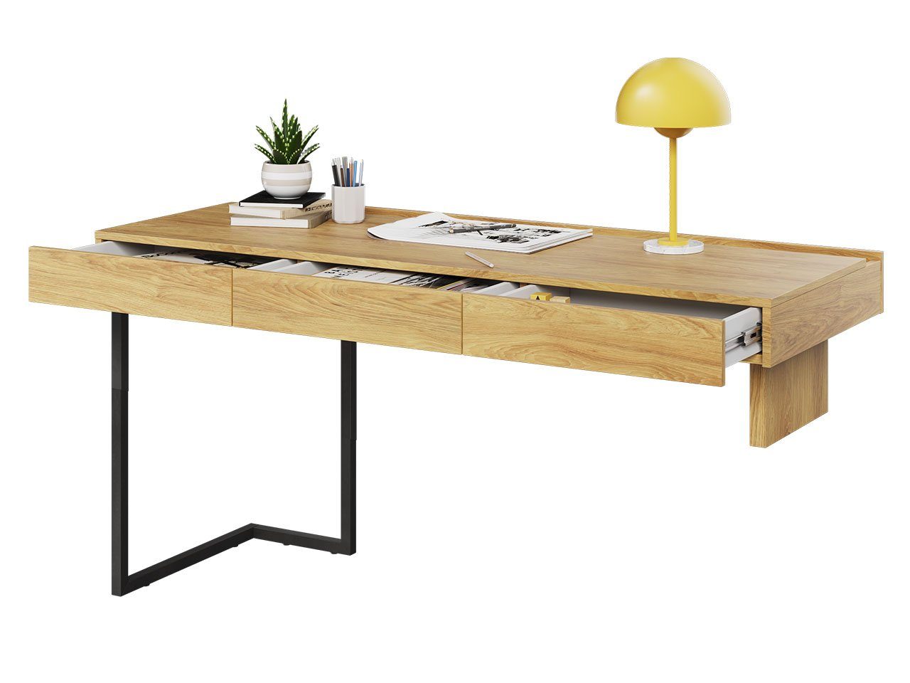 MIRJAN24 Schreibtisch Teen Flex 3S TF-04 (mit 3 Schubladen), Schreibtisch universell Links / Rechts, Metallfüße